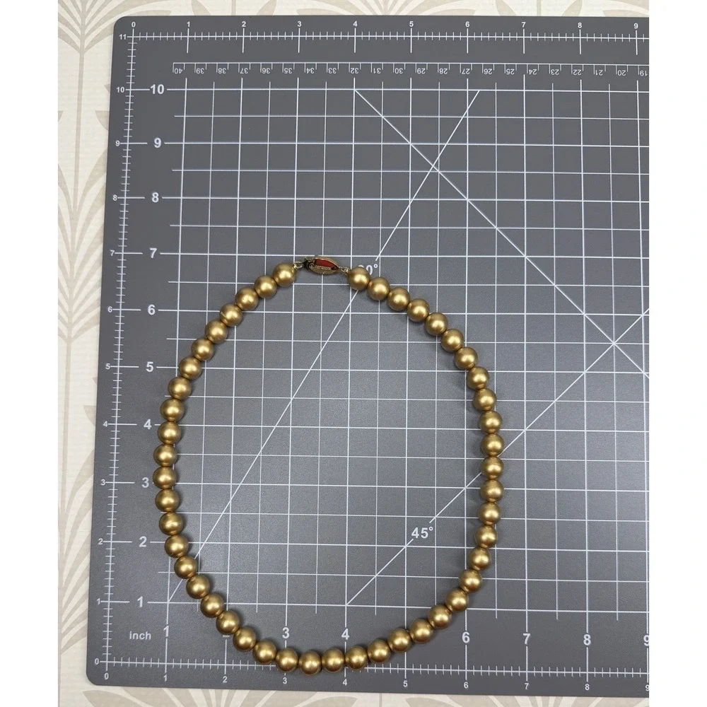 Richelieu Vintage Gold Faux Pearl Strand Necklace Choker Clasp 18 Inch 60s
